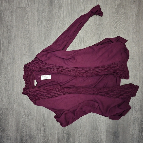 Roz & Ali Purple Open Front Cardigan NWT - Picture 2 of 7